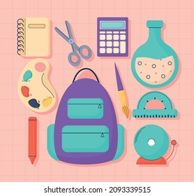 set of cute school tools