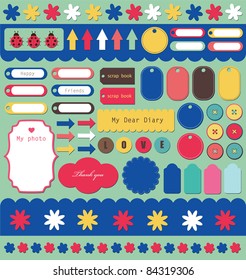set of cute scrapbook elements. vector illustration