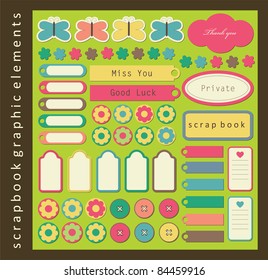 set of cute scrapbook elements. vector illustration
