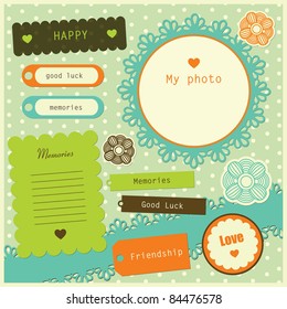 set of cute scrapbook elements. vector illustration