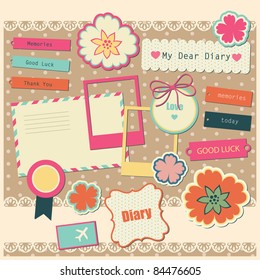 set of cute scrapbook elements. vector illustration