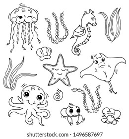 Similar Images, Stock Photos & Vectors of Outlined sea creatures