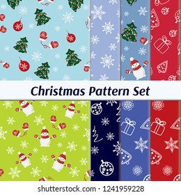 Set of cute seamless Christmas patterns for your designs