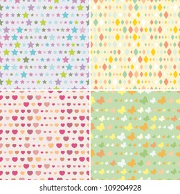 set of cute seamless pattern