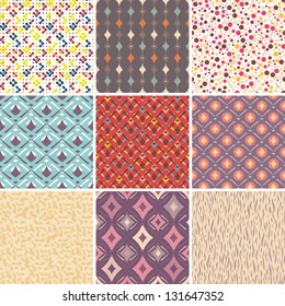 Set of cute seamless pattern. Great for web page background.