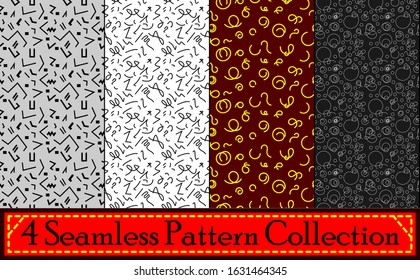 Set of cute seamless pattern modern.