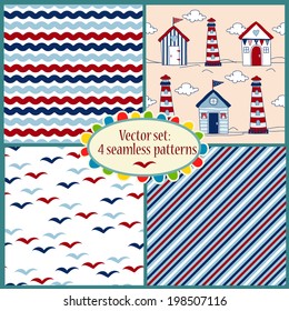 set of cute seamless pattern with sea illustrations. perfect for baby invitations, cards, scrapbook, gift wrapping paper, surface textures