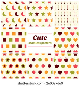 Set of cute seamless patterns. Vector illustration