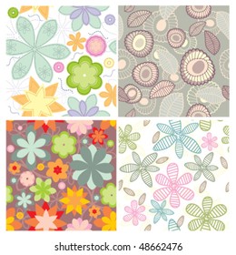 Set of cute seamless wallpaper