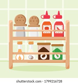 set of cute seasoning icons kawaii