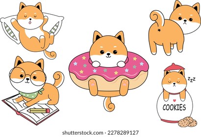 Característica de dibujo animado de perro de Shiba Cute Inu