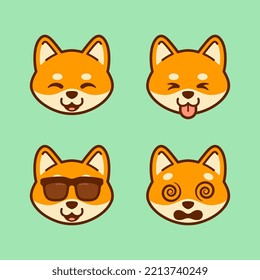 Set of Cute Shiba Inu Stickers