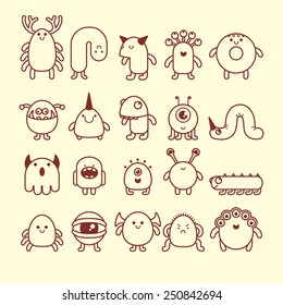 Set Cute Simple Cartoon Monsters Stock Vector (Royalty Free) 250842694 |  Shutterstock