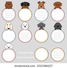 Set of cute and simple dogs (Afghan Hound, Rottweiler, Welsh Terrier, Great Pyrenees, Poodle, French Mastiff, Great Dane, Chow Chow, Newfoundland)