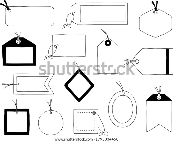 Set Cute Simple Handwritten Tag Illustrations Stock Vector (Royalty ...