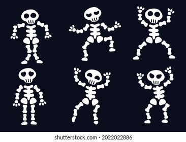 A set of cute skeletons in different poses