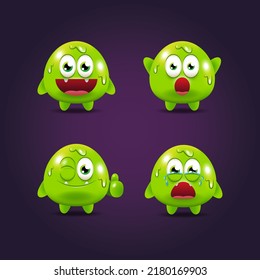 Set of cute slime monster character perfect for game character and video for kids