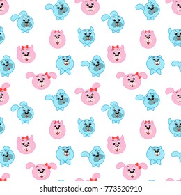 A set of cute small  dogs, decorative element of children's fabrics, wallpaper..Seamless pattern, child. Vector illustration.