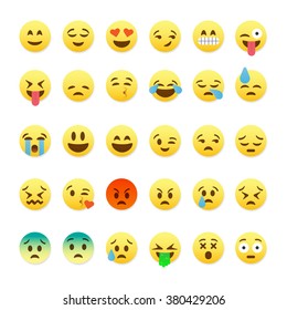 Set of cute smiley emoticons, emoji flat design, vector illustration.
