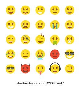 Set Cute Smiley Emoticons Vector Illustration Stock Vector (Royalty ...