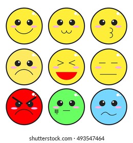 Set of Cute Smiley or Emotion Icons