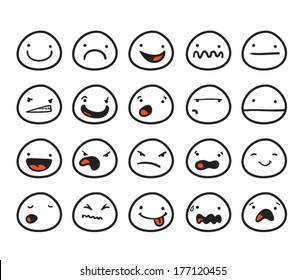 Set of cute smiley faces with different expressions