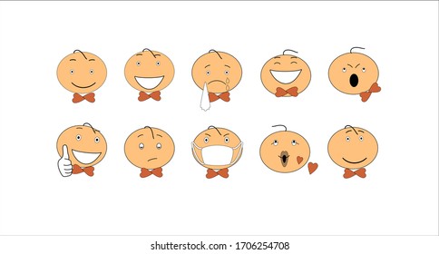süße Smiley-Gesichter, ovale Form, flaches Design, Vektorillustration-Illustration
