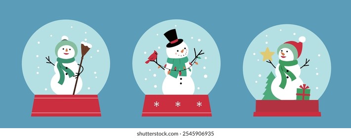 Conjunto de Vector plano de bola de nieve linda ilustración de stock.
