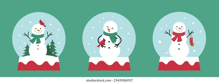 Conjunto de Vector plano de bola de nieve linda ilustración de stock.
