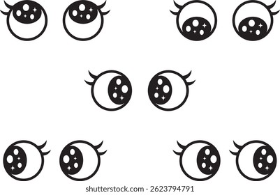 Set of cute sparkling eyes illustrations