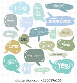 Set of cute speach bubble, colorful set on white background.Vector