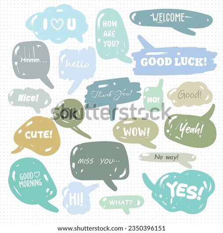 Set of cute speach bubble, colorful set on white background.Vector