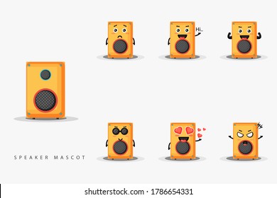 Set of cute speaker mascot designs vector