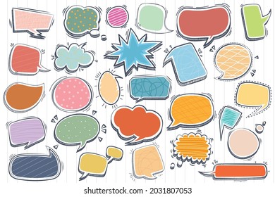 Set of cute speech bubbles with short messages. Illustrations and vectors