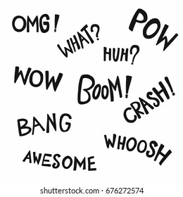 Set of cute speech vector illustration comic style