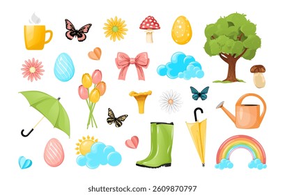 Set of cute springtime elements