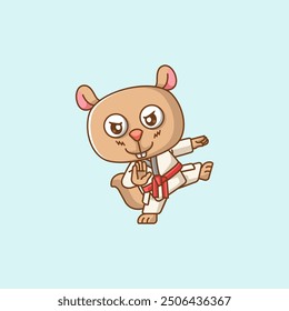 set Cute squirrel Karate training martial art kawaii chibi character mascot animal sport illustration outline design Icon