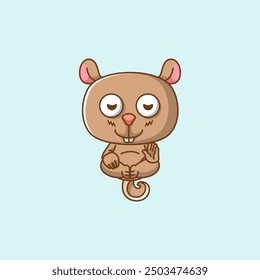 set  Cute squirrel meditation yoga kawaii chibi character mascot illustration outline style design