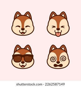Set of Cute Squirrel Stickers