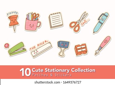 Set of Cute Stationary Patches and Stickers