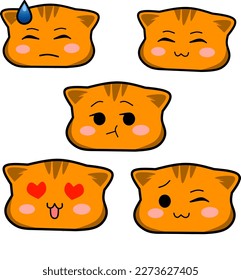 Set Cute sticker cartoon hand draw ,Animal character design . Kawaii cat vector illustration 
