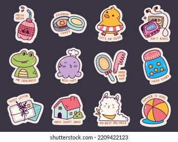 Set of Cute Sticker Doodle