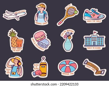 Set of Cute Sticker Doodle