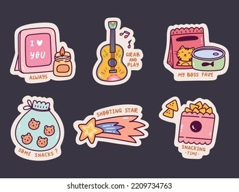 Set of Cute Sticker Doodle