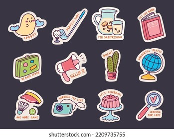 Set of Cute Sticker Doodle