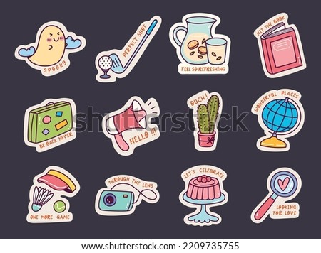Set of Cute Sticker Doodle