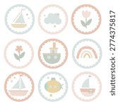 A set of cute stickers featuring children