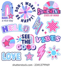 Girly awesome sticker set Royalty Free Vector Image