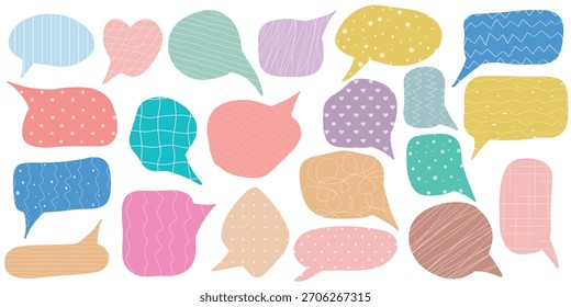 Set of cute stickers with hand drawn patterns. Collection of abstract shapes for journaling, planners, note taking and collage making. Atmospheric adorable patches. Vector elements