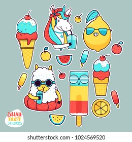 Set of Cute Stickers, Summer Badges